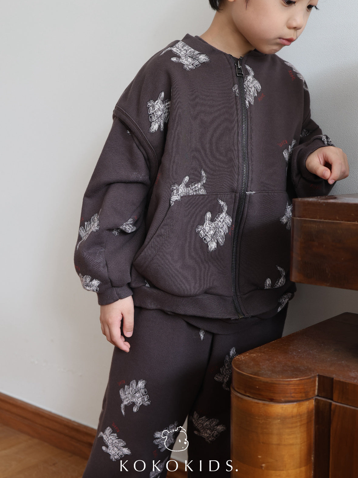 puppy pattern jogger pants / kids,Jr,mom