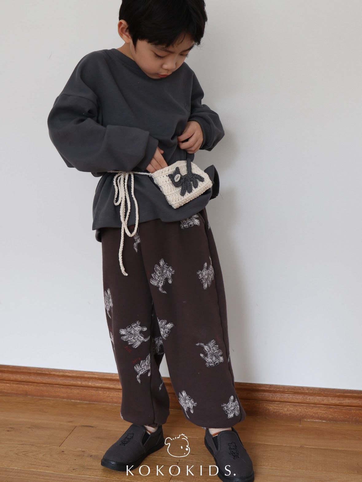 puppy pattern jogger pants / kids,Jr,mom