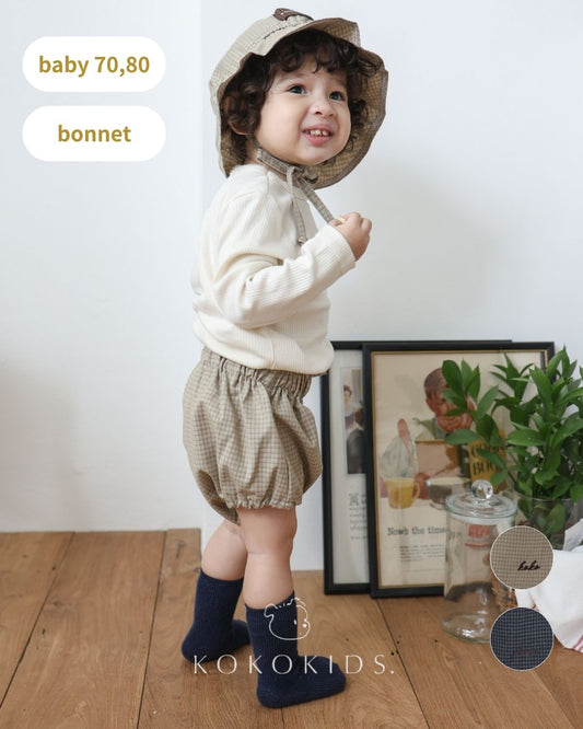 forest check baby bloomer / tulip hat