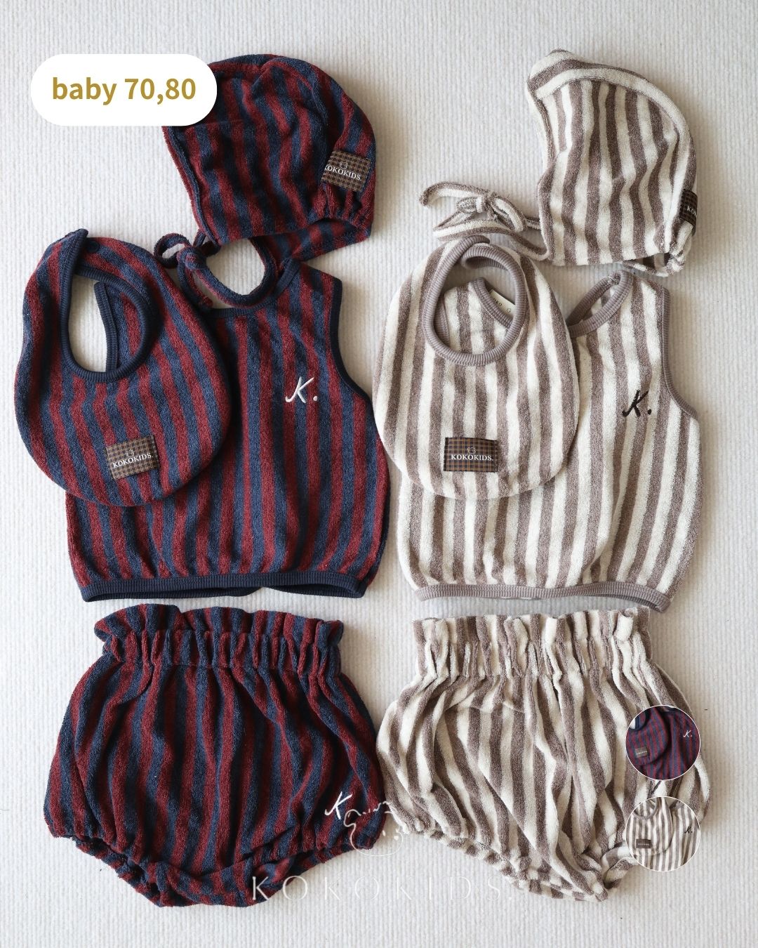 26 back cross baby set up / bib / bonnet