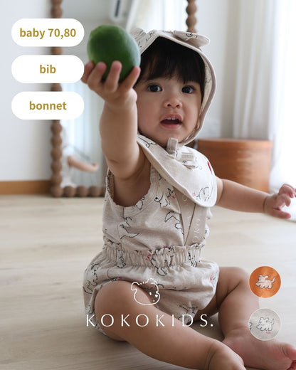 puppy baby sus bloomer / bib / bonnet
