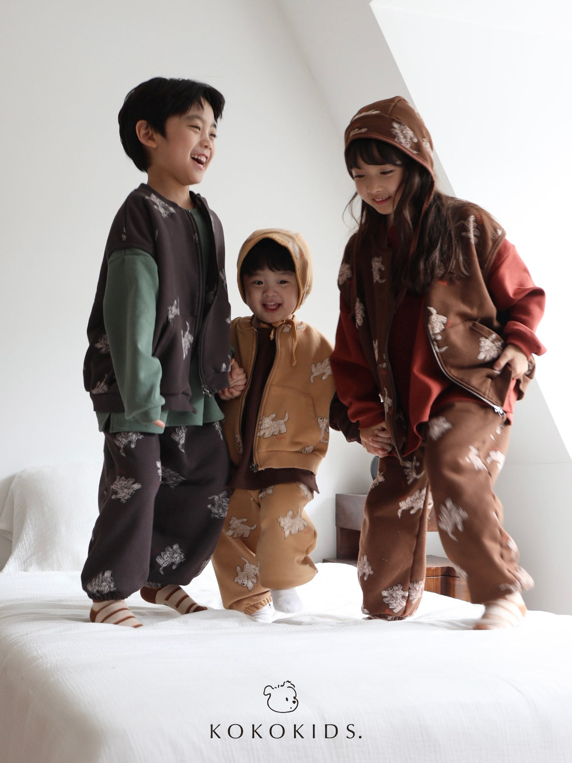 puppy pattern vest / kids,Jr