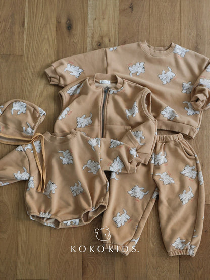 puppy baby rompers / puppy bonnet