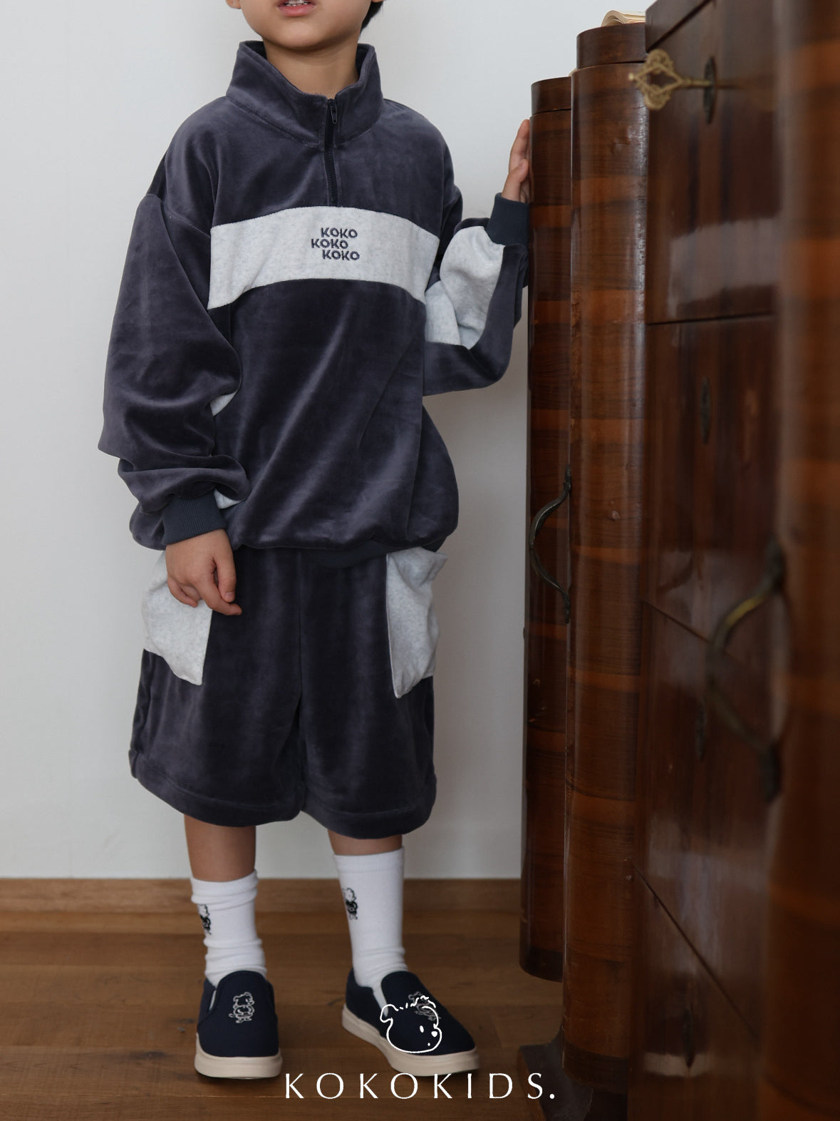 velours half zip set up