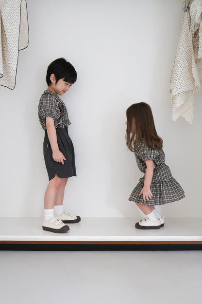 25ss check half blouse / kidsJr大人