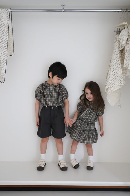 25ss check half blouse / kidsJr大人