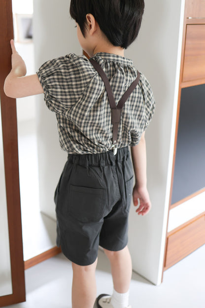 25ss check half blouse / kidsJr大人