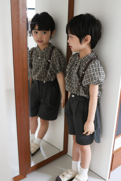 25ss check half blouse / kidsJr大人