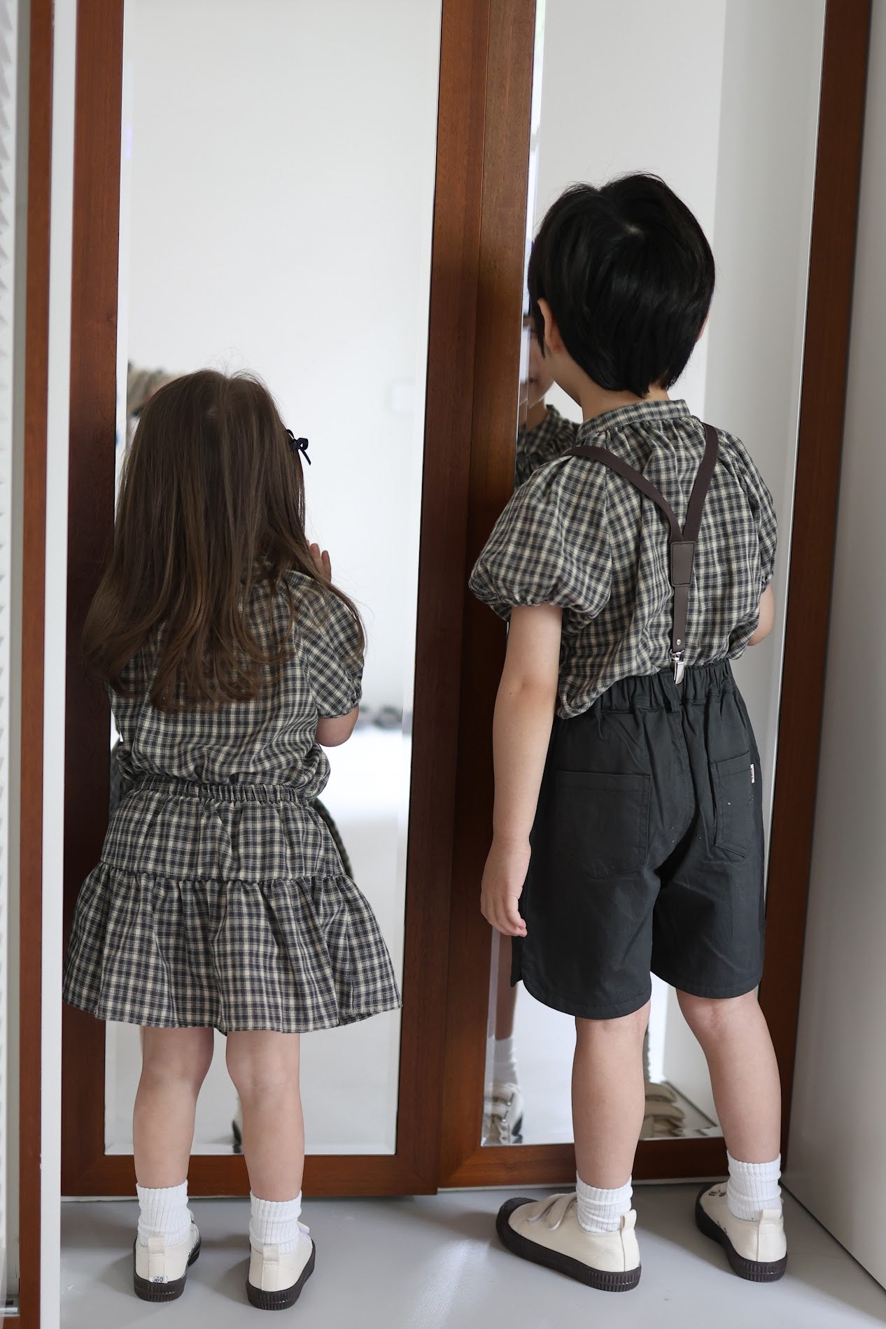 25ss check half blouse / kidsJr大人