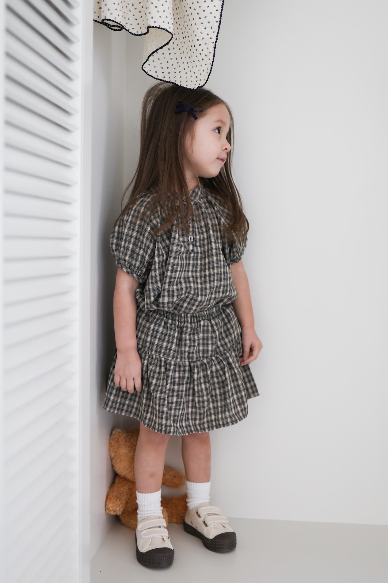 25ss check half blouse / kidsJr大人