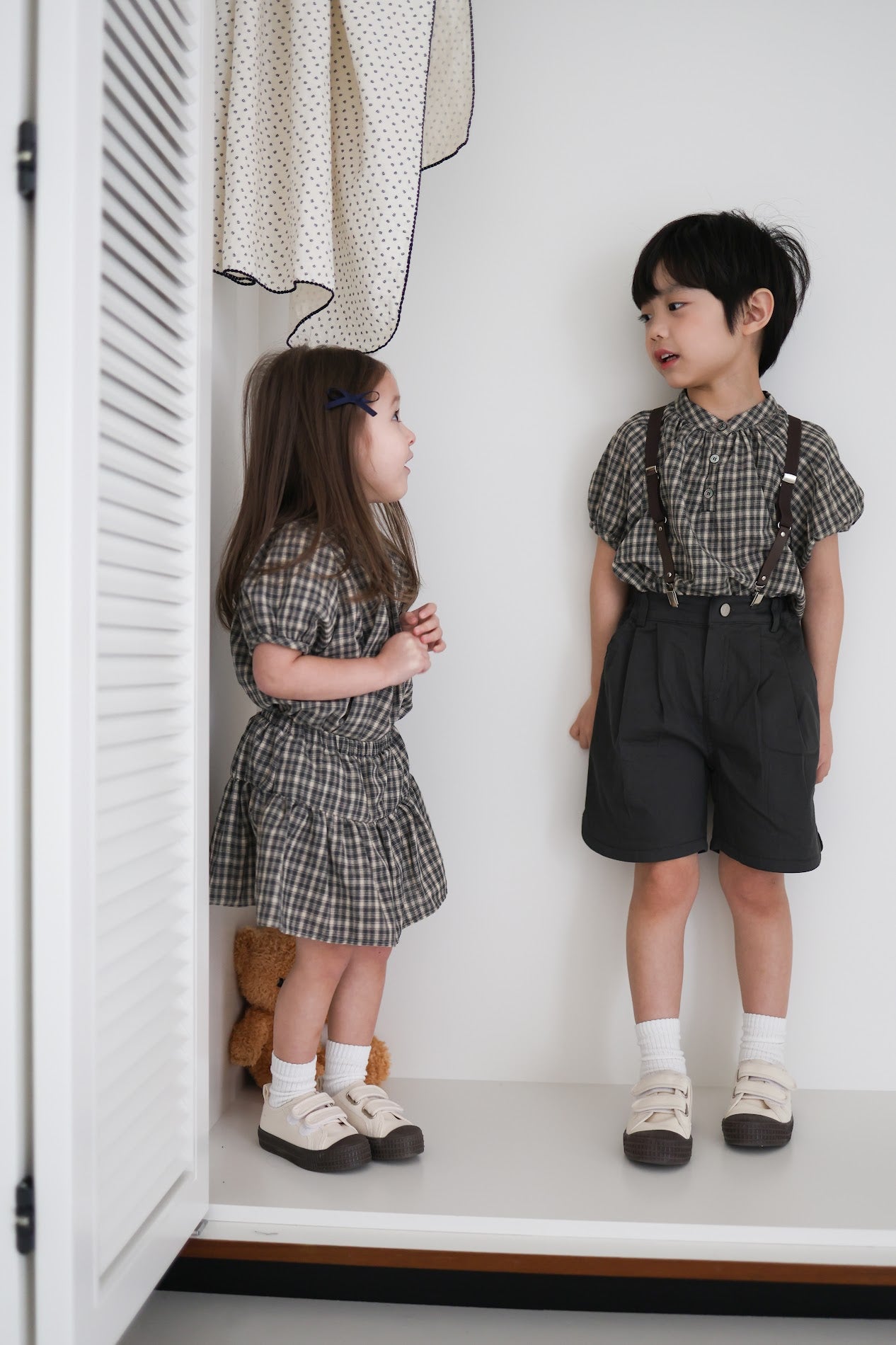 25ss check half blouse / kidsJr大人