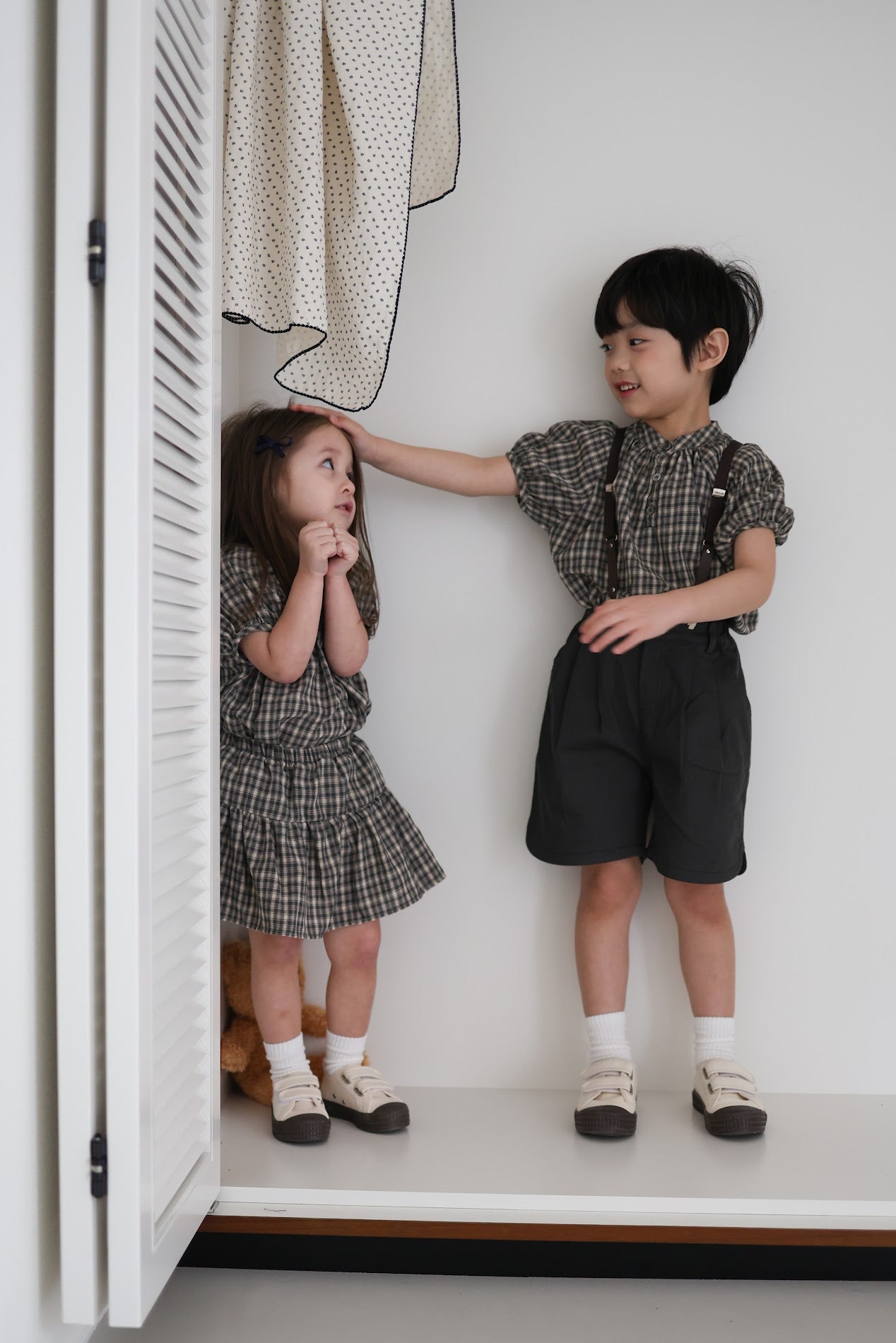 25ss check half blouse / kidsJr大人