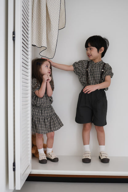 25ss check half blouse / kidsJr大人