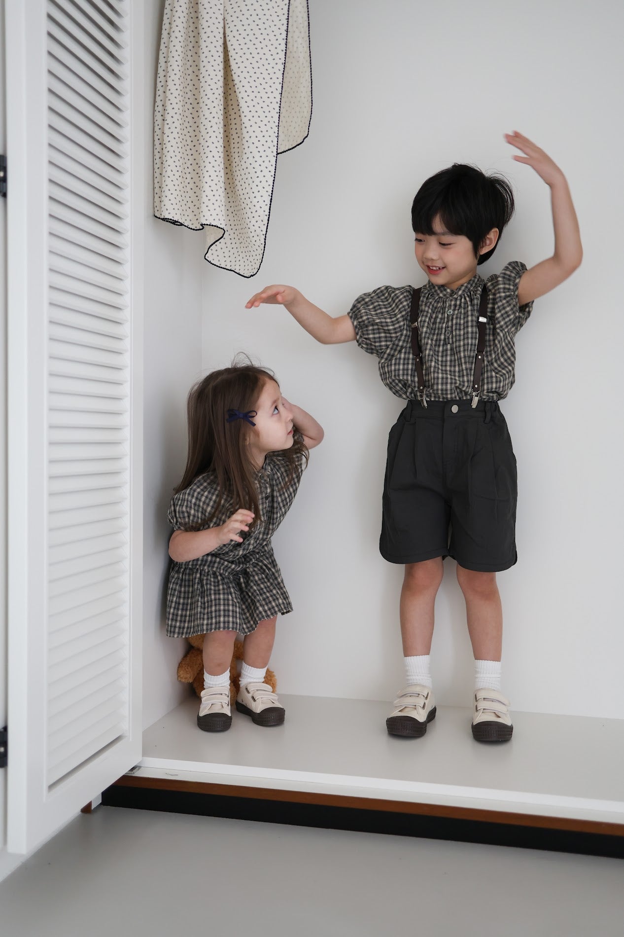 25ss check half blouse / kidsJr大人