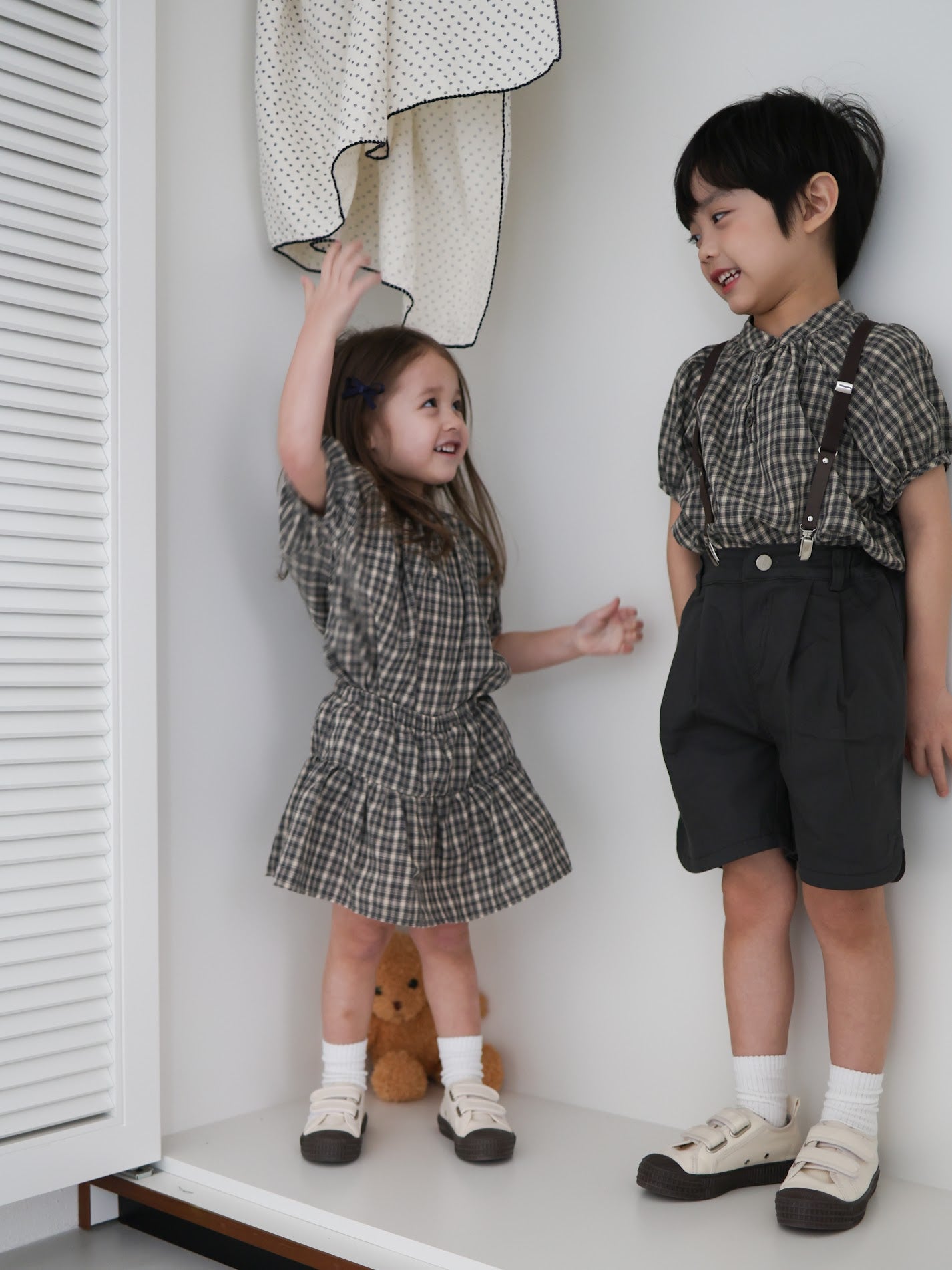 25ss check half blouse / kidsJr大人