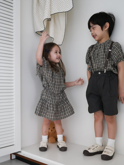 25ss check half blouse / kidsJr大人