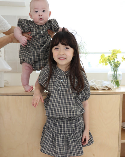 25ss check half blouse / kidsJr大人