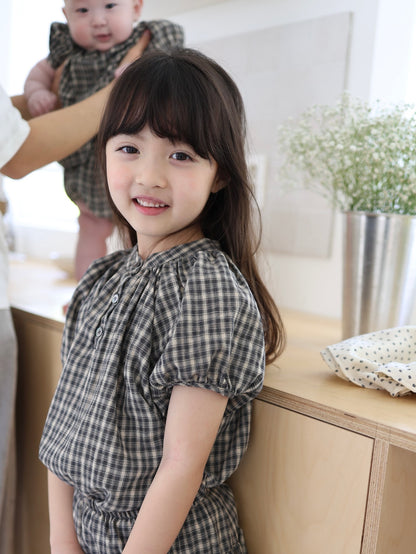 25ss check half baby bloomers set
