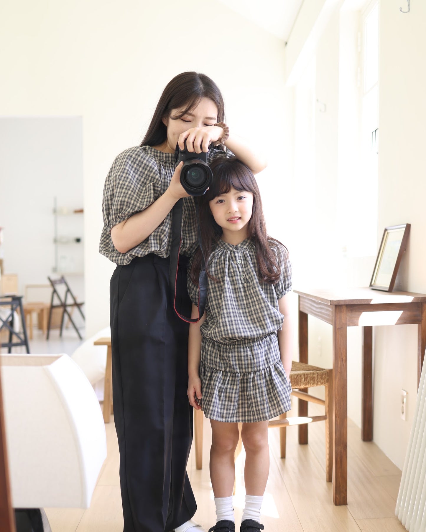 25ss check half blouse / kidsJr大人