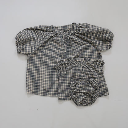 25ss check half blouse / kidsJr大人