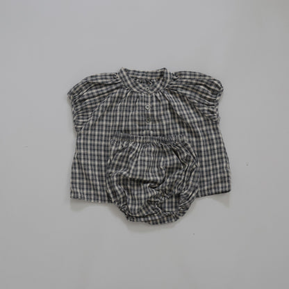 25ss check half baby bloomers set