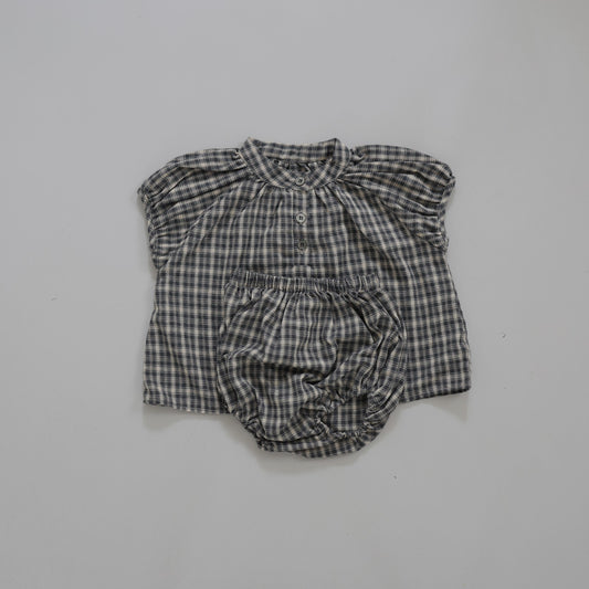 25ss check half baby bloomers set