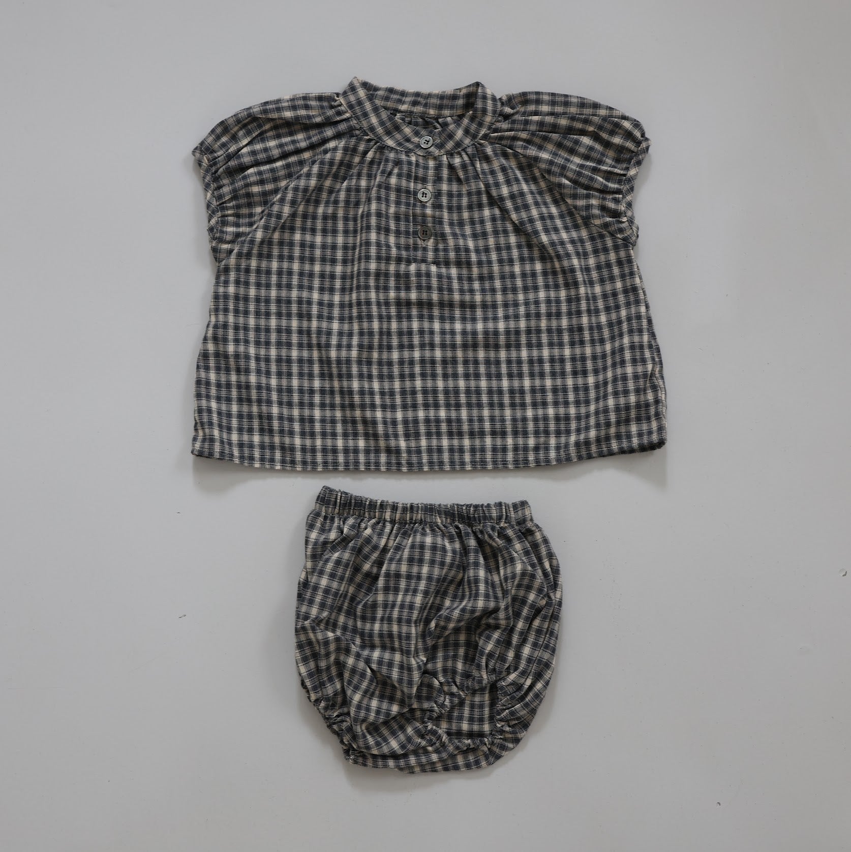 25ss check half baby bloomers set