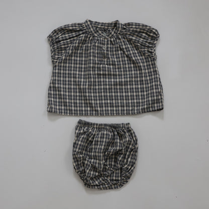 25ss check half baby bloomers set