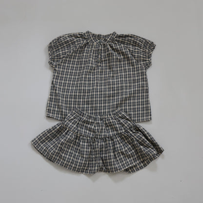 25ss check half blouse / kidsJr大人