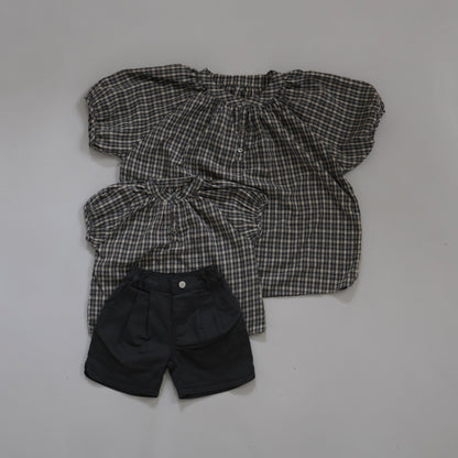 25ss check half blouse / kidsJr大人