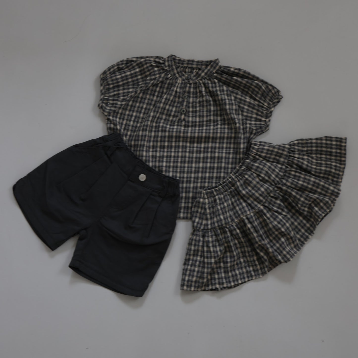 25ss check half blouse / kidsJr大人