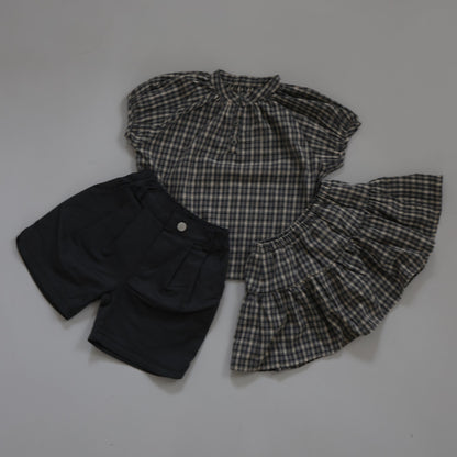 25ss check half blouse / kidsJr大人