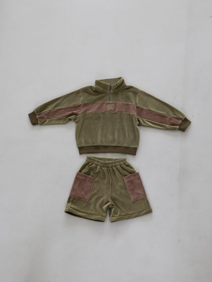 velours half zip set up