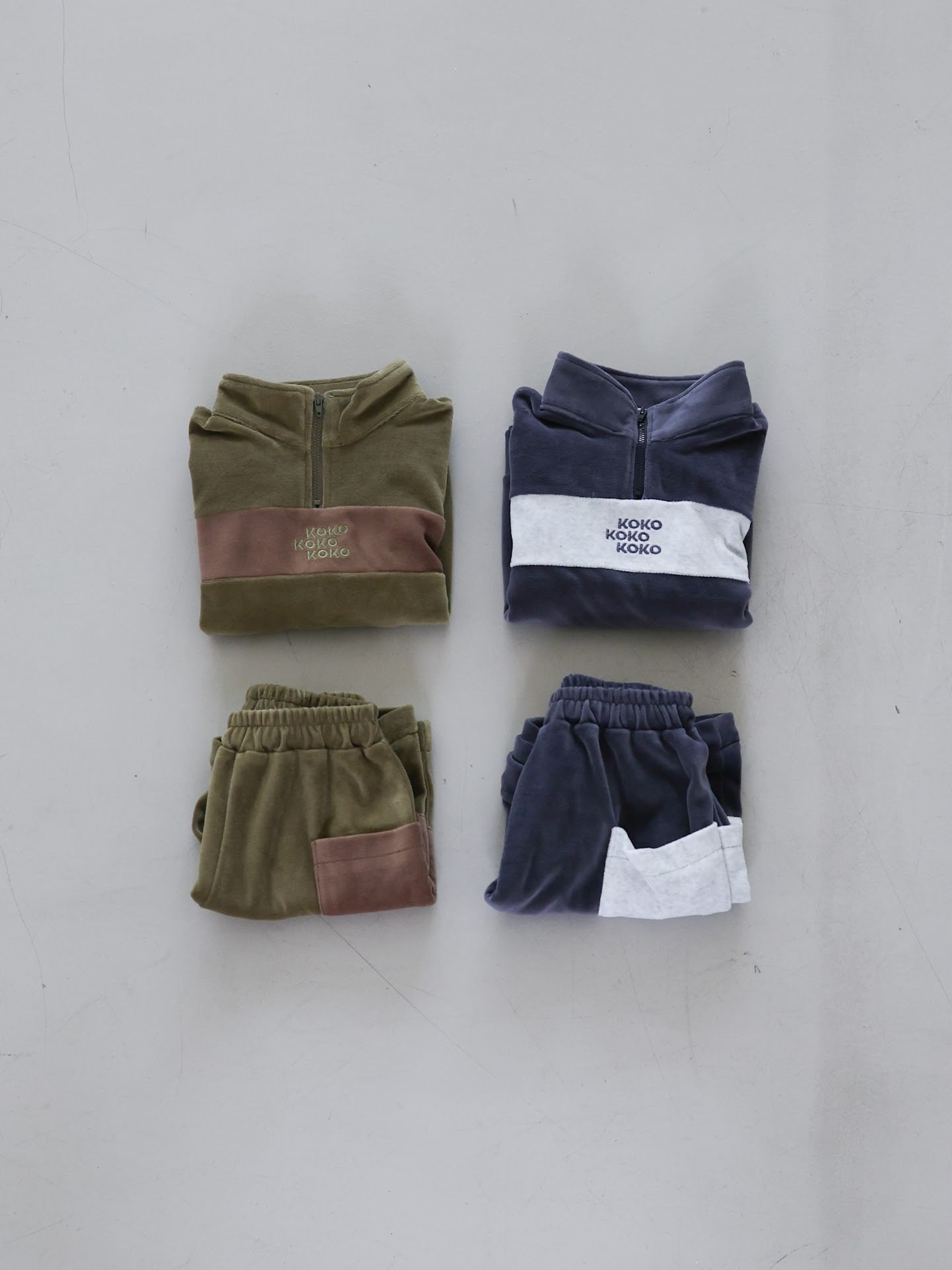 velours half zip set up