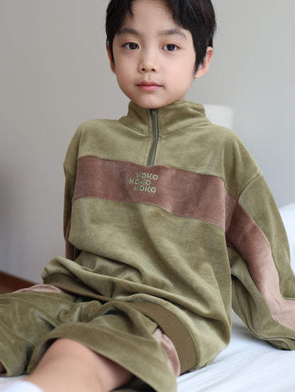 velours half zip set up