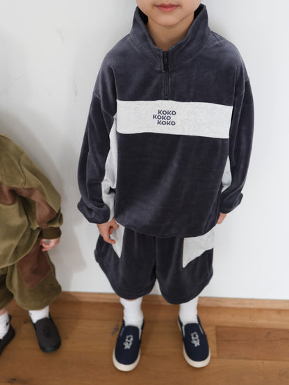 velours half zip set up