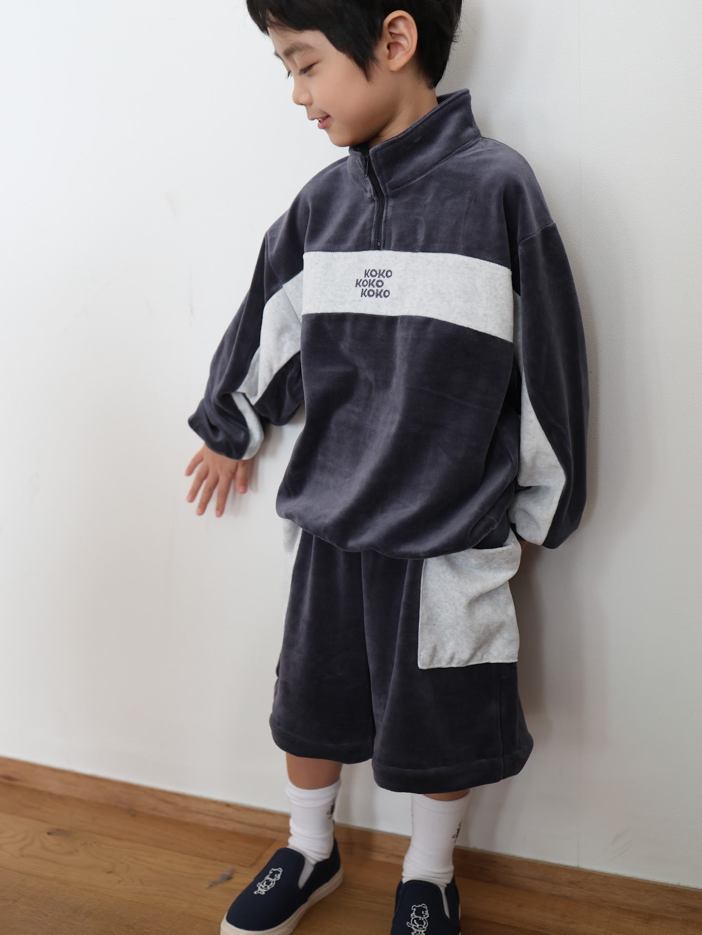 velours half zip set up