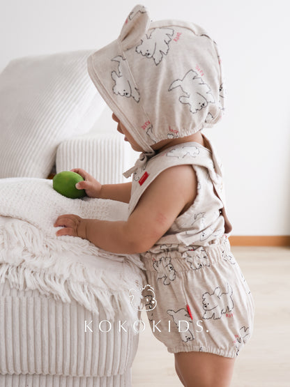 puppy baby sus bloomer / bib / bonnet