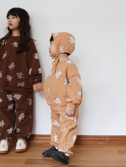 puppy pattern jogger pants / kids,Jr,mom