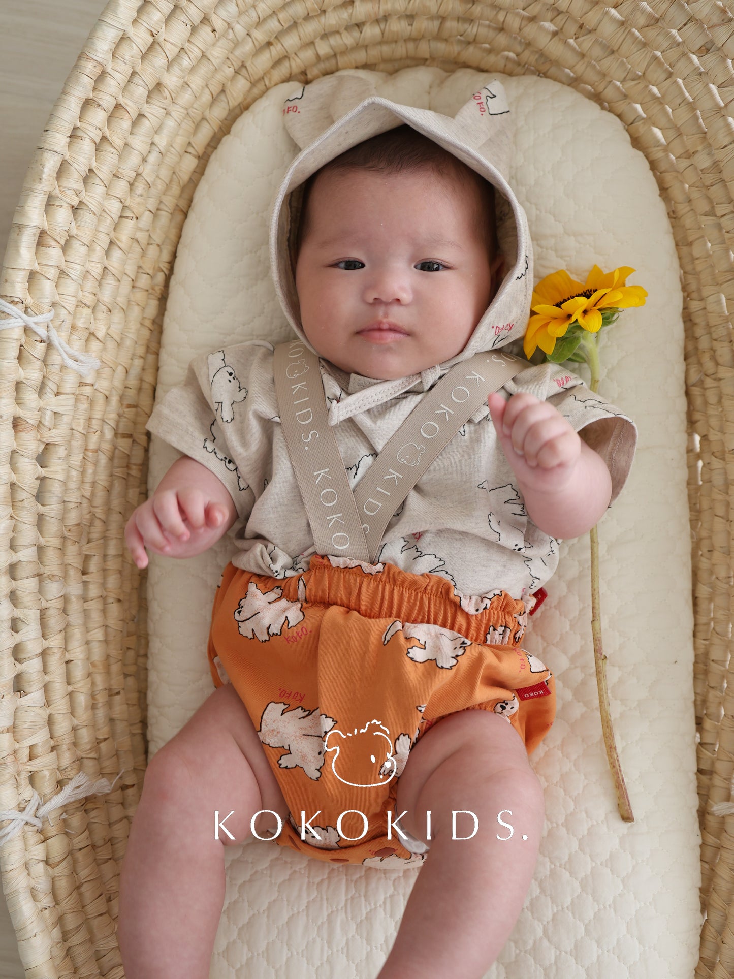 puppy baby sus bloomer / bib / bonnet