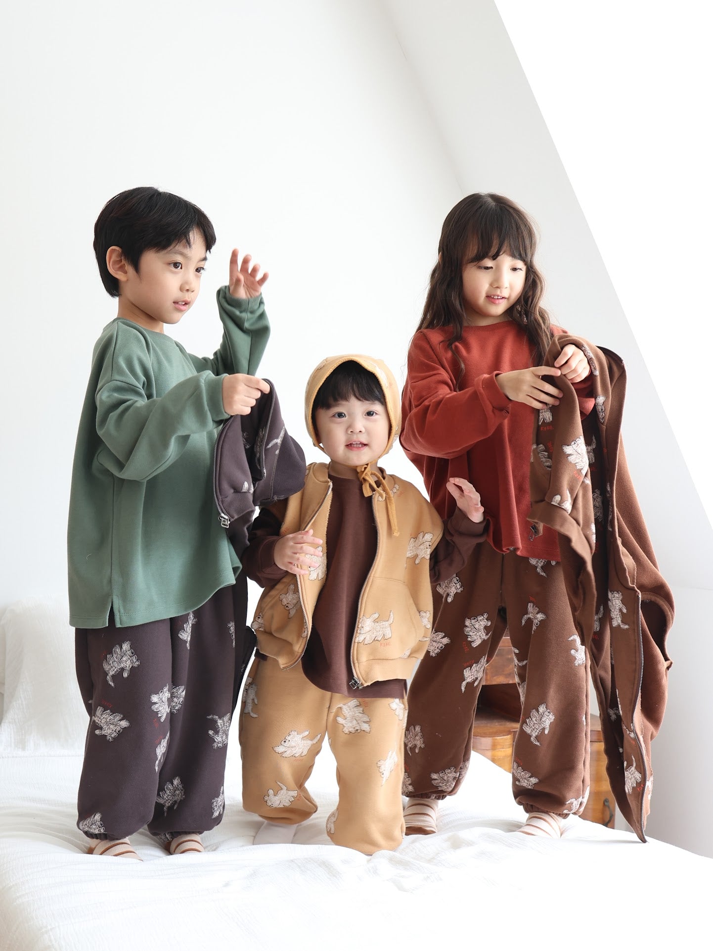 puppy pattern jogger pants / kids,Jr,mom