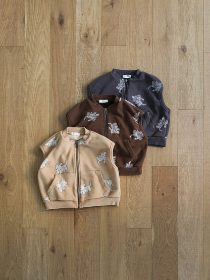 puppy pattern vest / kids,Jr