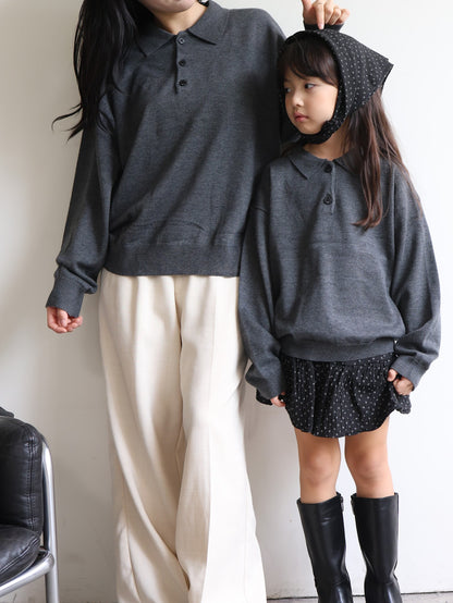 clover collar knit tops