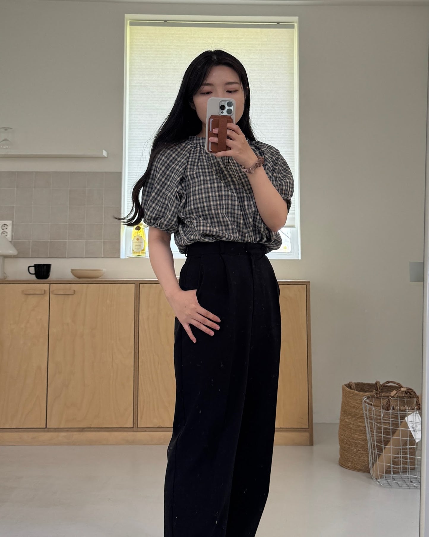 25ss check half blouse / kidsJr大人