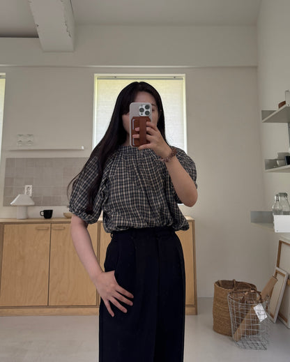 25ss check half blouse / kidsJr大人