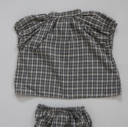 25ss check half baby bloomers set